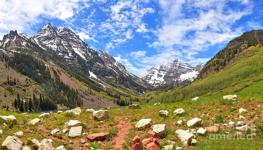 Maroon Bells Meadows Panorama Photograph by Adam Jewell