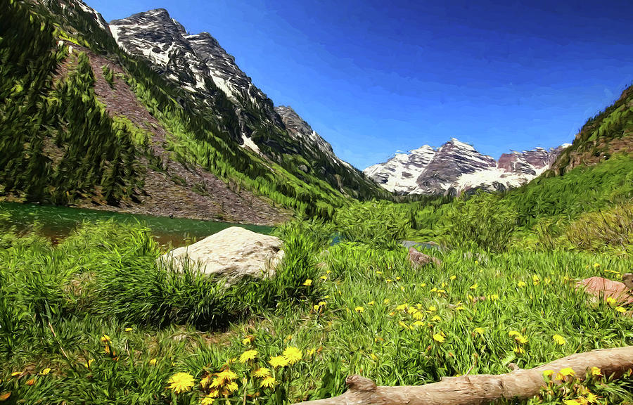 Maroon Bells Oil Painting Photograph by Judy Vincent