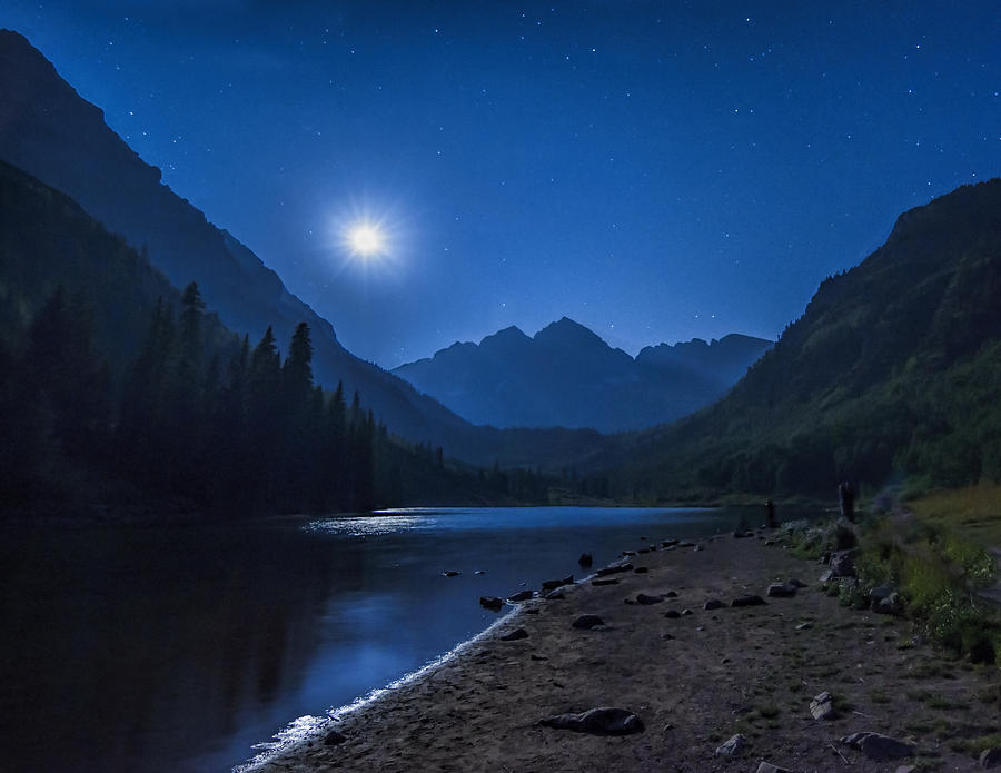 Maroon Bells Under Moonlight Photograph By Betty Eich