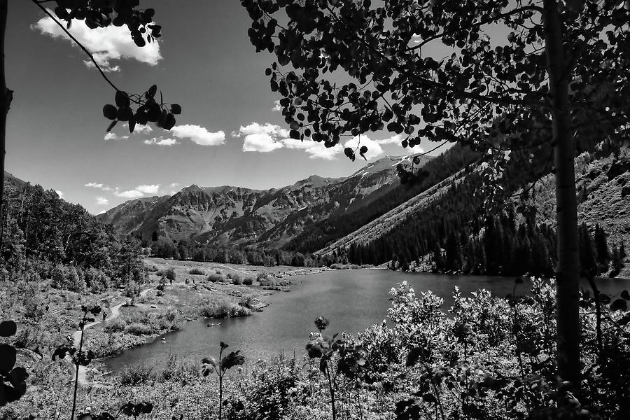 Maroon Lake Black and White Photograph by Judy Vincent