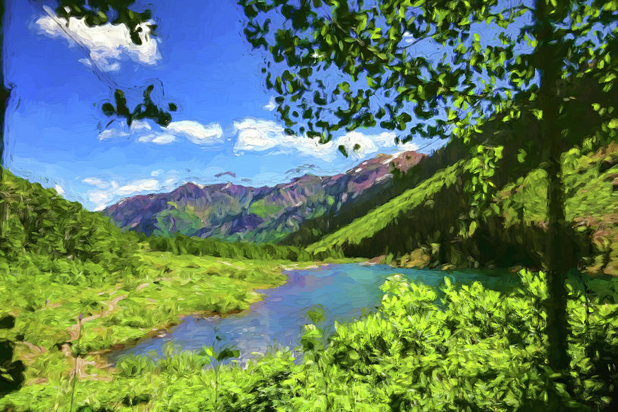 Maroon Lake Painted Photograph by Judy Vincent