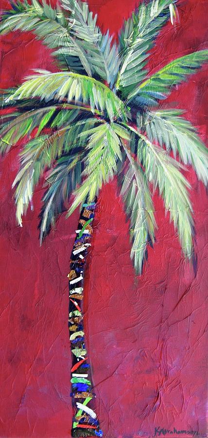 Maroon Palm Tree Painting by Kristen Abrahamson