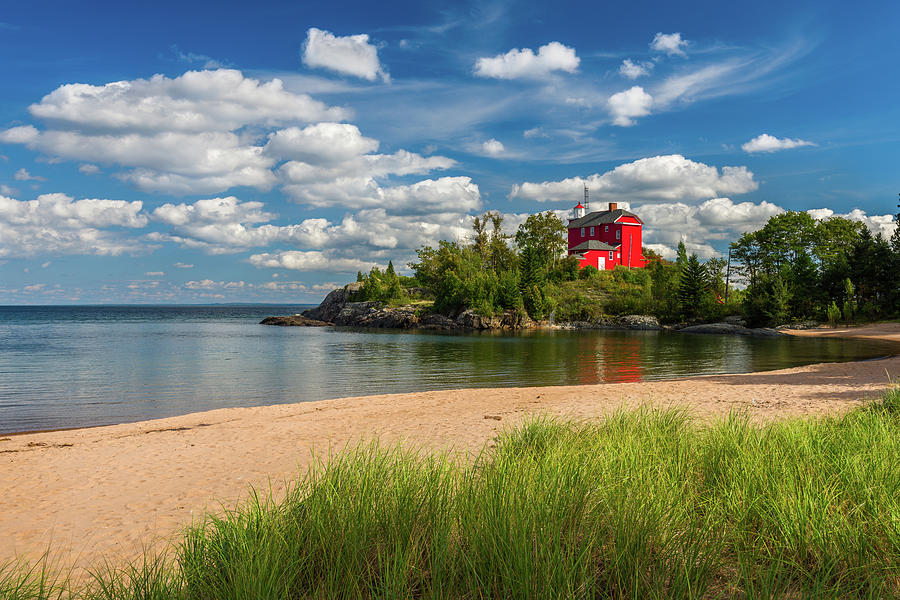 Summer Photograph - Marquette Lighthouse by Tim Trombley