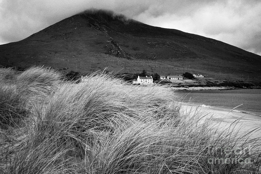 Landscape Photograph - Marram Grass On Doogort Beach And Slievemore Mountain On The Wild Atlantic Way Coastal Route Doogort by Joe Fox