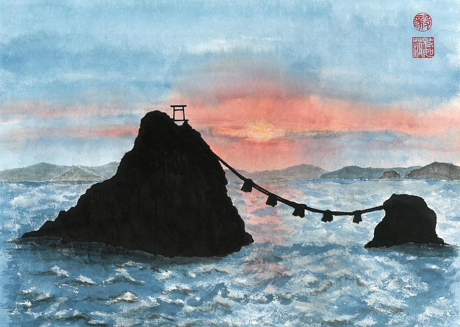 Married Couple Rocks at Sunrise Painting by Terri Harris