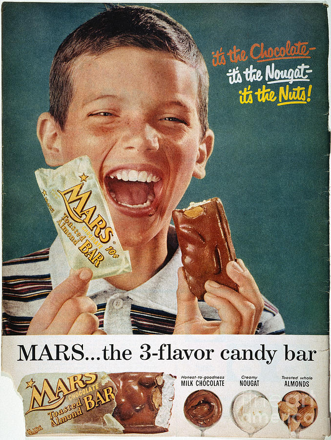 Mars Bar Ad, 1957 Photograph by Granger