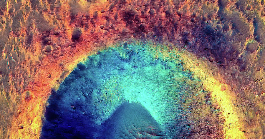 Mars Crater surface colorful painting Photograph by Matthias Hauser