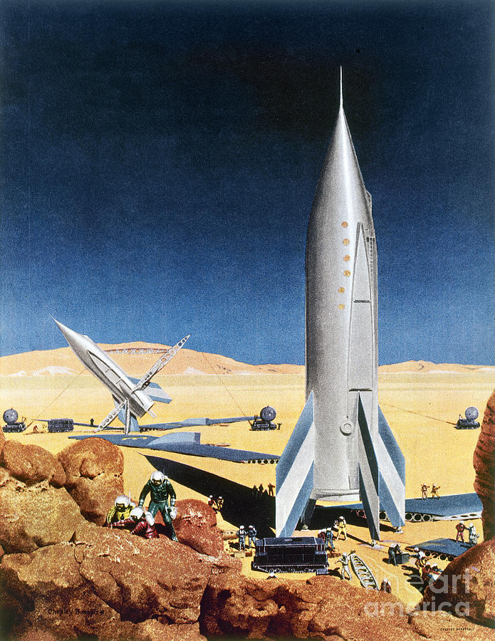 MARS MISSION, 1950s Drawing by Chesley Bonestell