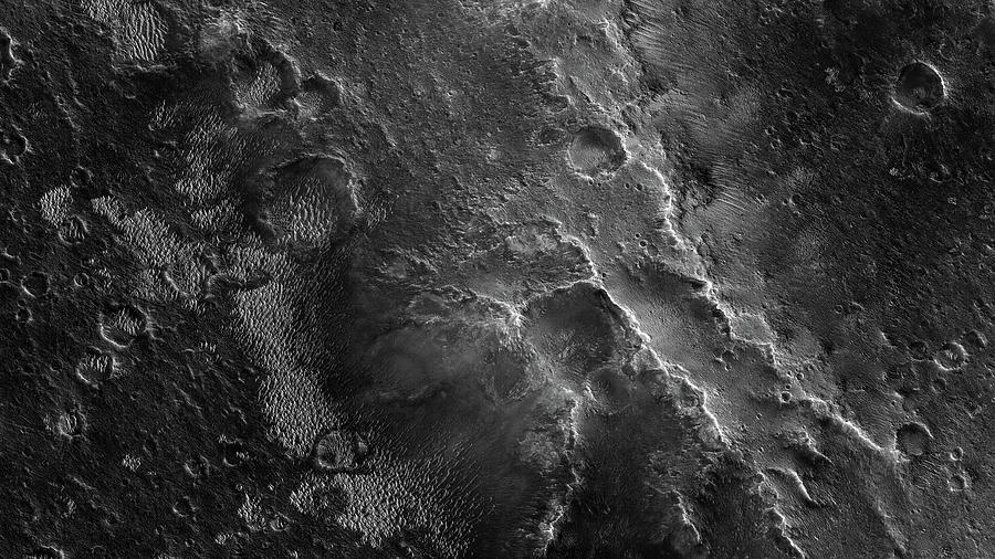 Mars surface black and white  Plateau Plains Photograph by Nasa