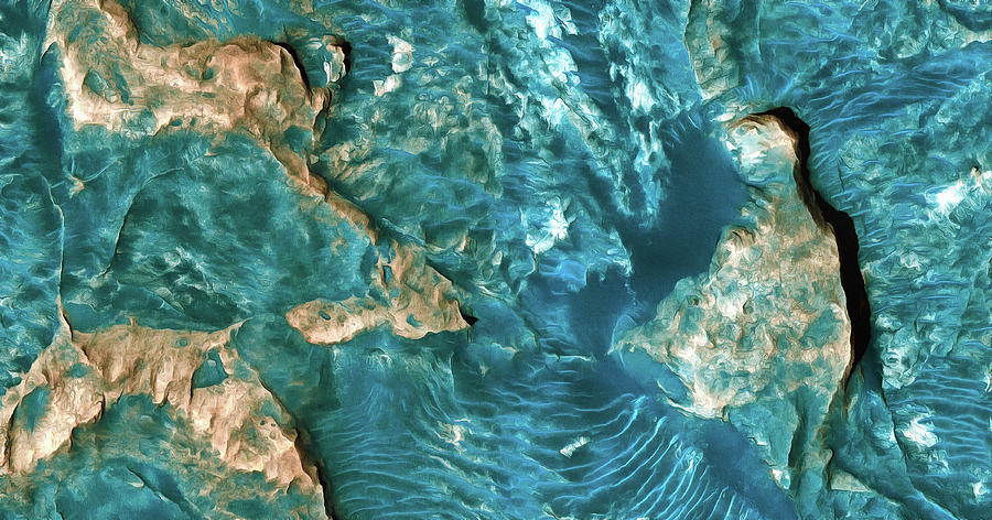 Mars surface painting with cyan tones Photograph by Matthias Hauser