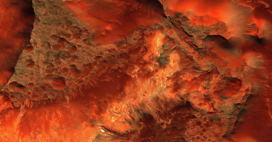 Mars surface red and orange art painting Photograph by Matthias Hauser