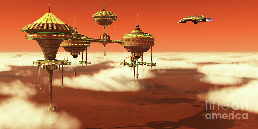 Mars Upper Atmosphere Station Digital Art by Corey Ford