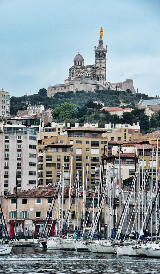 Marseille, Le Vieux Port, Notre Dame de la Garde Photograph by Curt Rush
