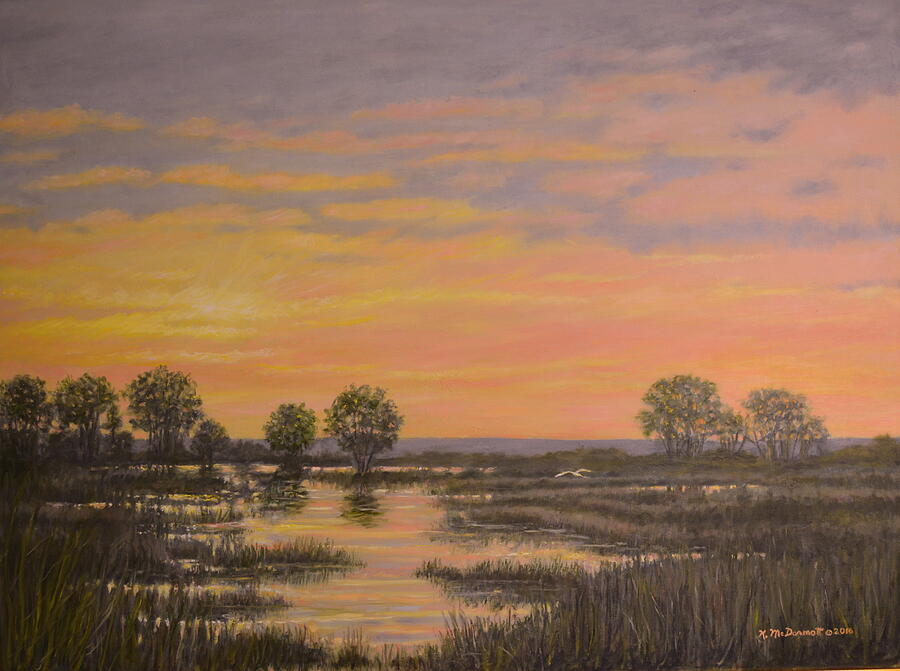 Marsh At Sunset Painting by Kathleen McDermott
