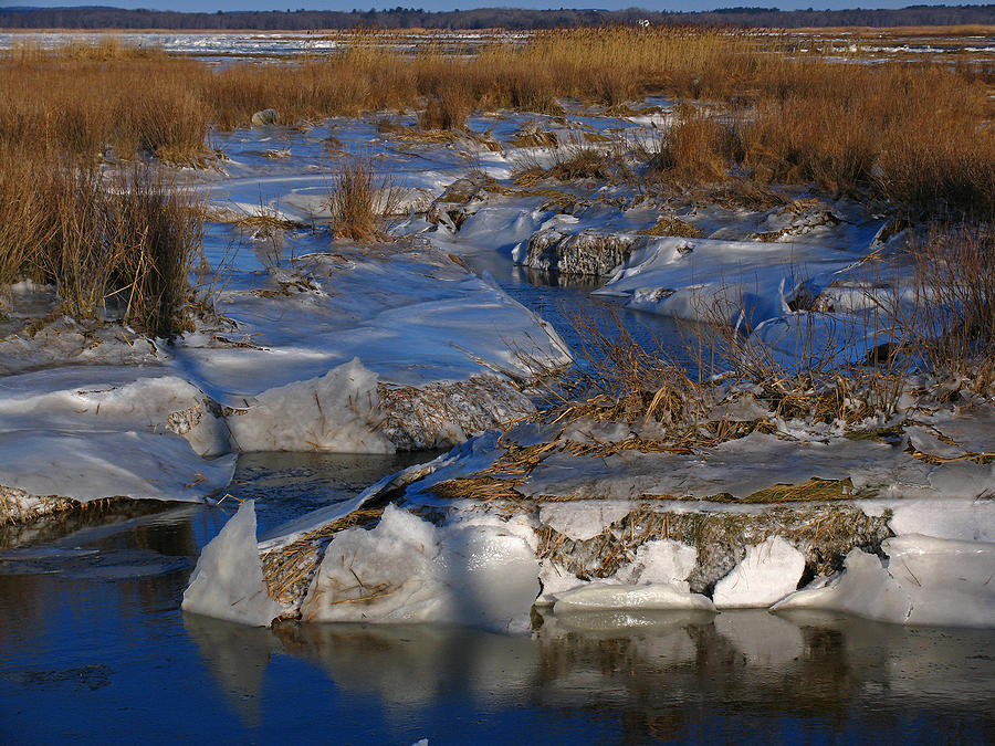 Winter Photograph - Marsh Channels on Plum Island by Juergen Roth