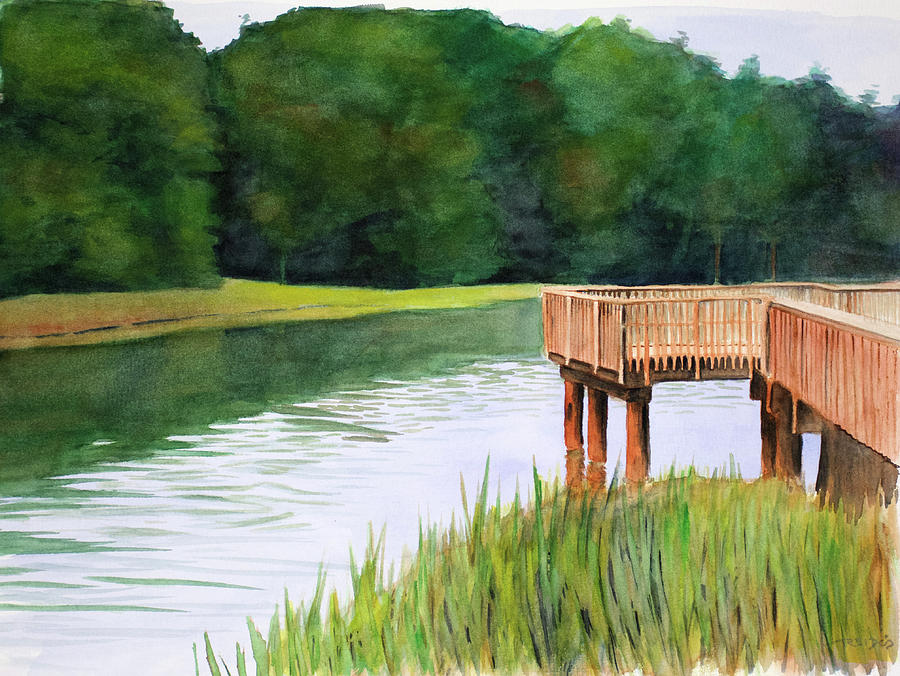 Marsh Dock Painting by Christopher Reid