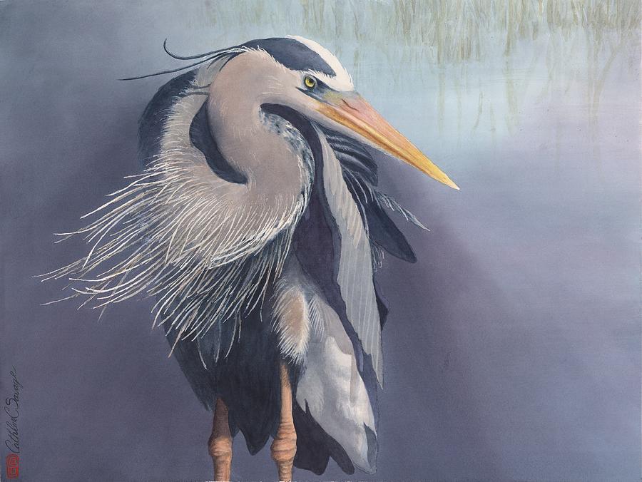 Marsh Heron Painting by Cathleen Savage - Fine Art America