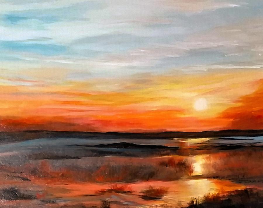 Marsh Sunset Painting by Jacqueline Whitcomb | Fine Art America