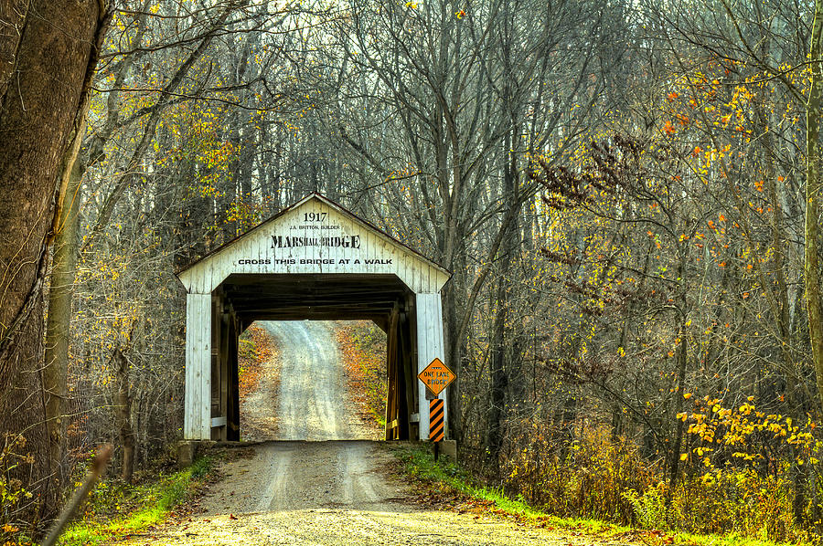 Marshall covered bridge Photograph by Jack R Perry
