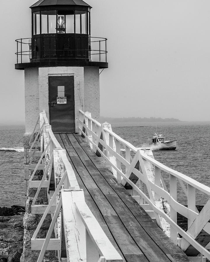Marshall Point Light and Lobster Boat Photograph by Daniel Hebard