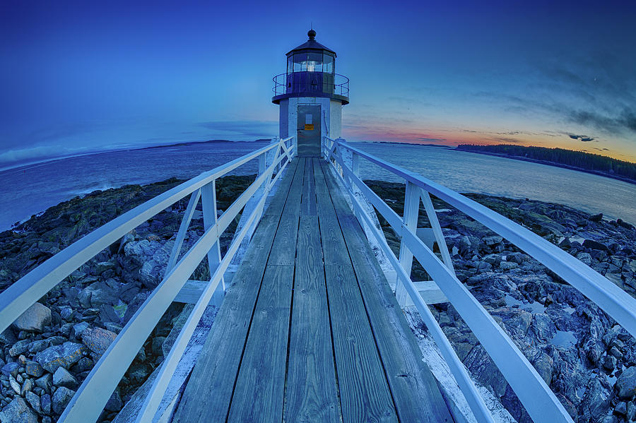 Marshall Point Lighthouse at sunset, Maine, USA Photograph by Kyle Lee