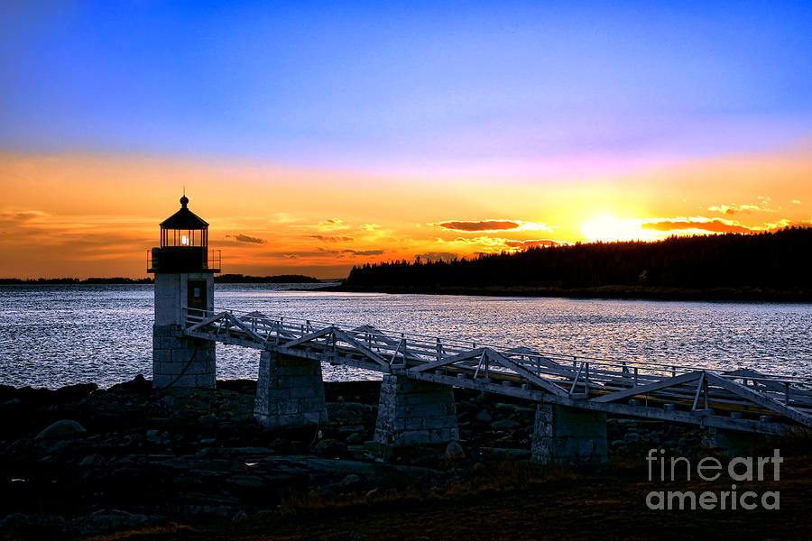 Sunset Photograph - Marshall Point Lighthouse at Sunset by Olivier Le Queinec