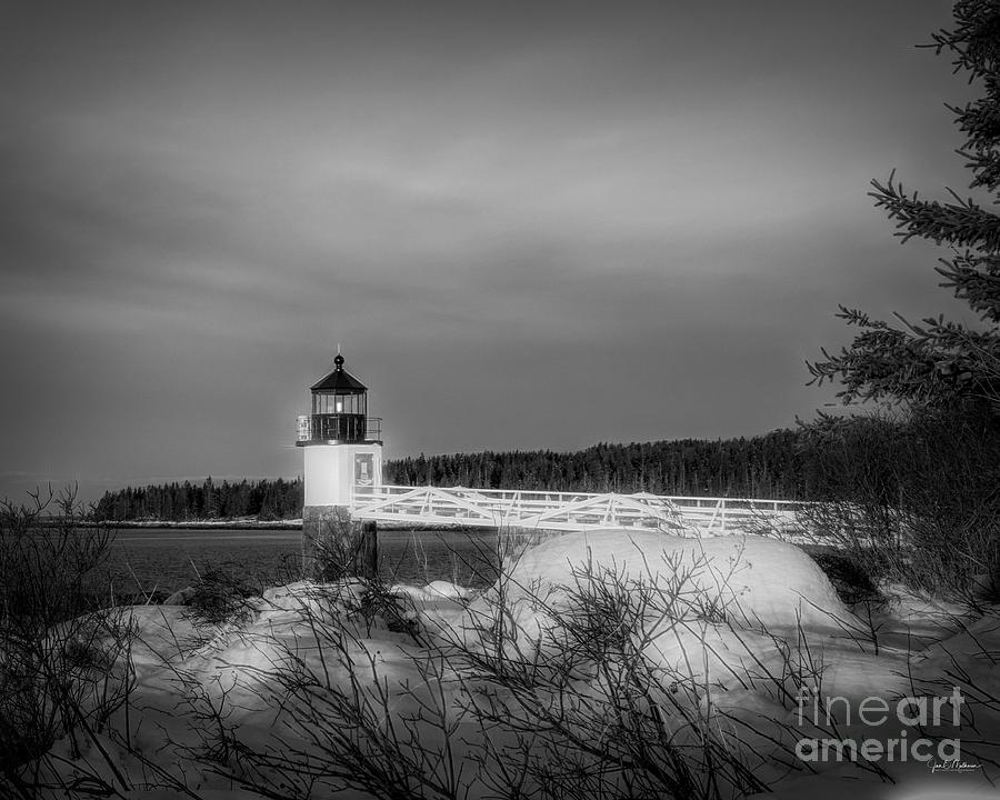 Marshall Point Lighthouse - Black And White Photograph