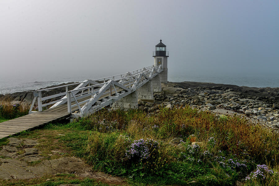 Marshall Point Lighthouse in the Fog, Maine Photograph by Marilyn Burton