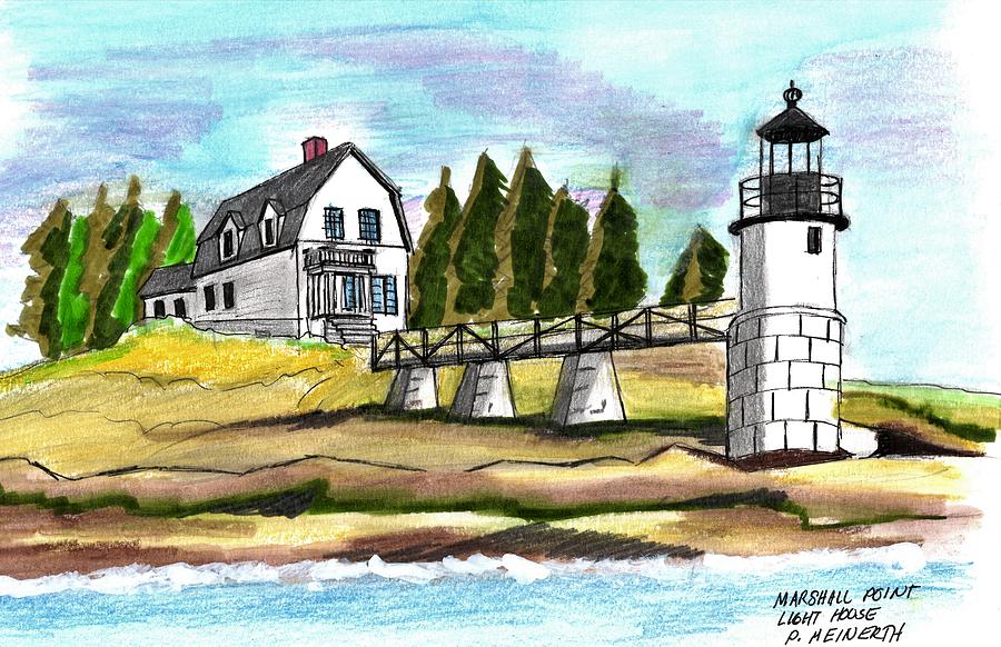 Marshall Point Lighthuse Drawing by Paul Meinerth