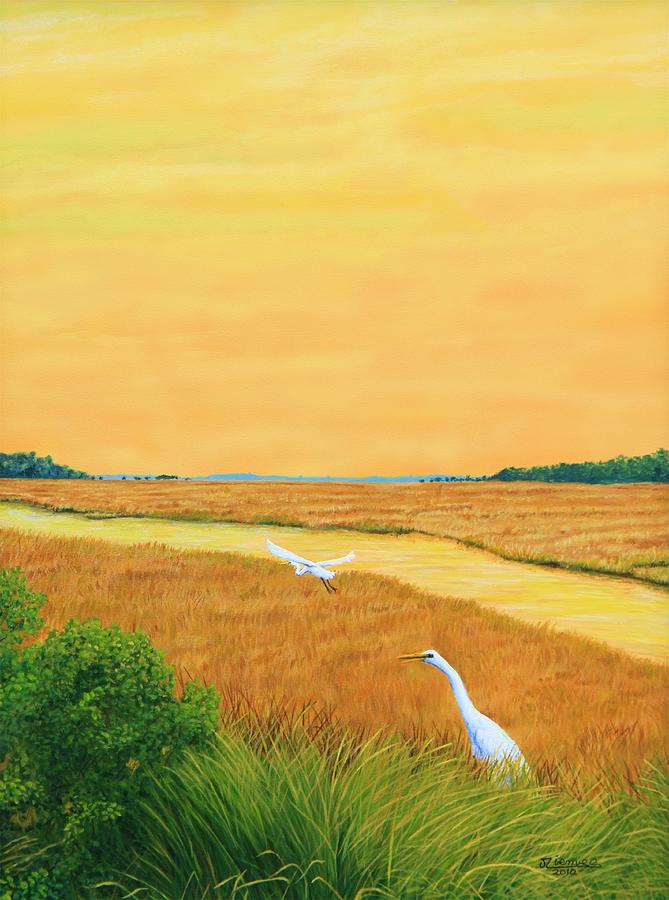 Sunset Painting - Marshes of Glynn by Jim Ziemer