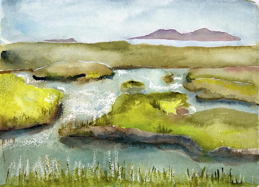 Marshes with Grash Painting by Kathleen Barnes