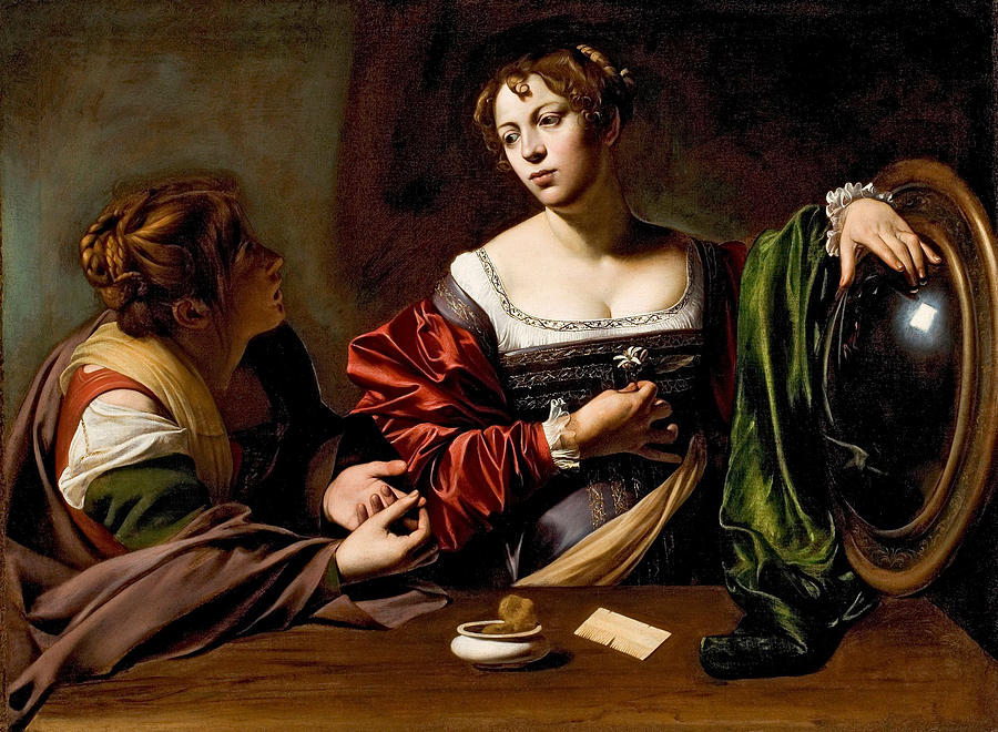 Martha and Mary Magdalen Painting by Caravaggio