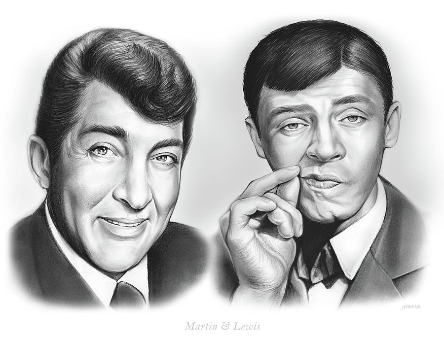 Dean Martin Drawing - Martin and Lewis by Greg Joens