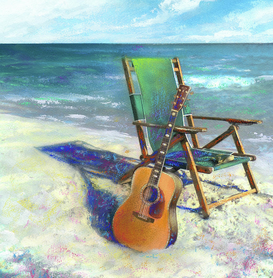 Guitar Painting - Martin Goes to the Beach by Andrew King