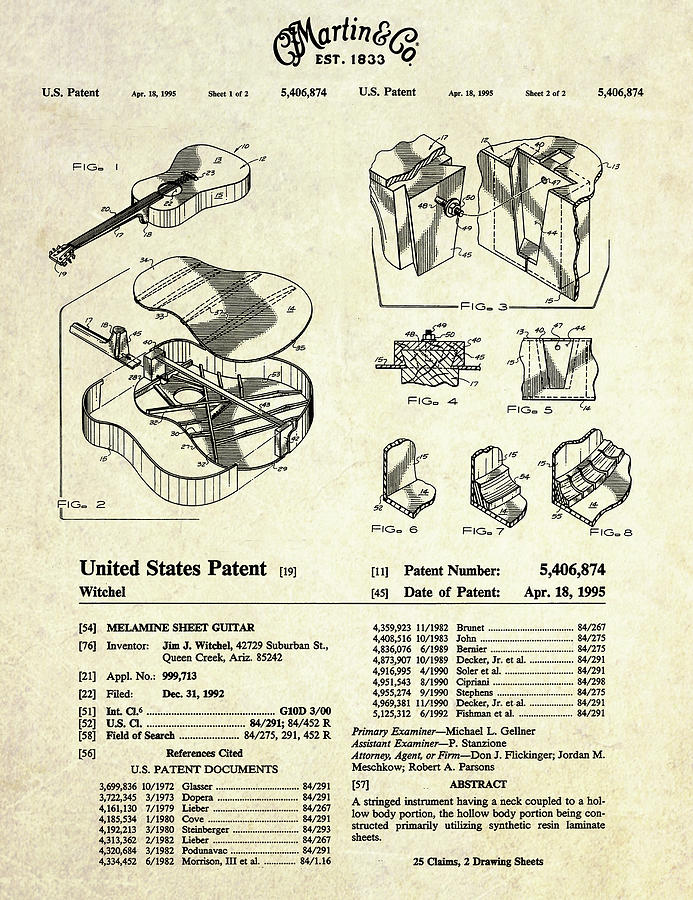 Guitar Digital Art - Martin Guitar Patent Art by Gary Bodnar Guitar Digital Art - Martin Guitar Patent Art by Gary Bodnar