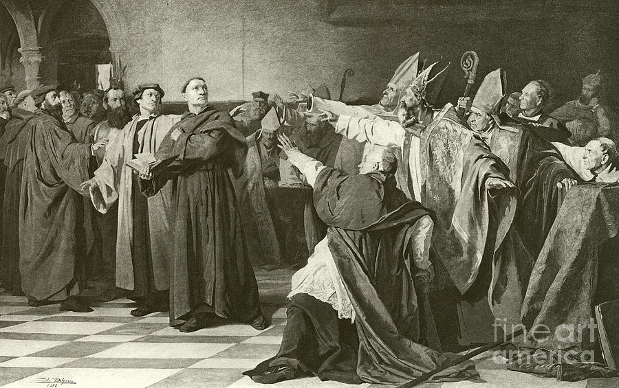 Martin Luther before the Council of Worms  Drawing by English School