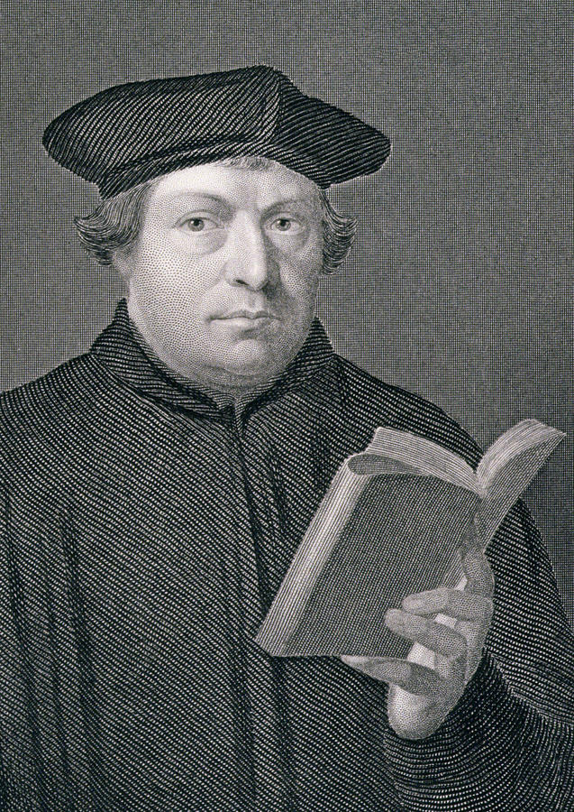 Black And White Drawing - Martin Luther by Hans Holbein