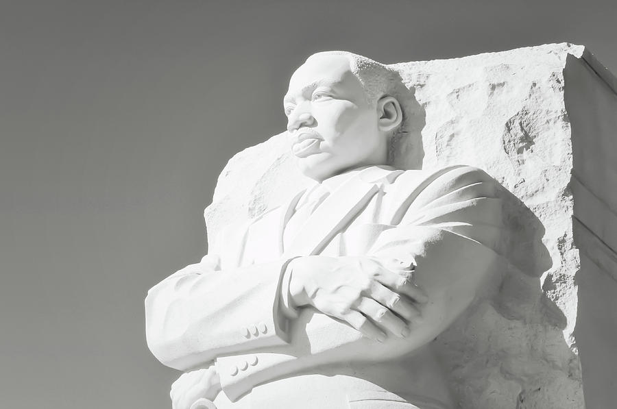 Black And White Photograph - Martin Luther King Statue in Washington DC by Brandon Bourdages