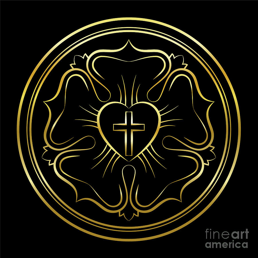 Martin Luther Rose Golden Style Black Background Digital Art by Peter ...