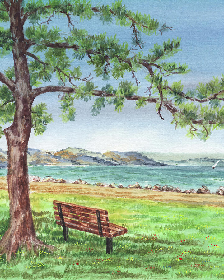 Martinez Marina California Landscape Painting by Irina Sztukowski