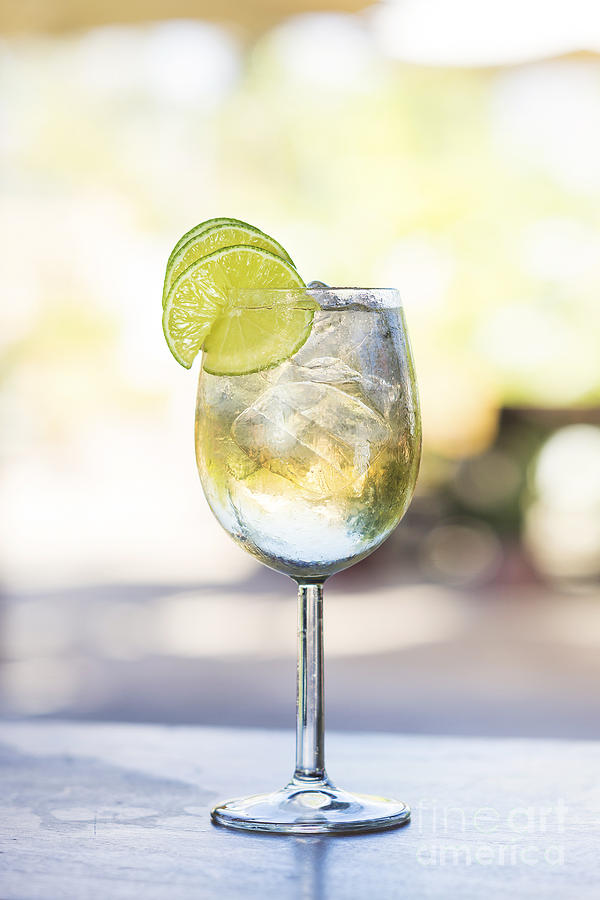 Martini Bianco Vermouth Spritzer With Lime Photograph