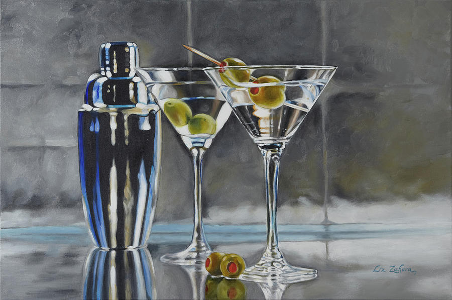Martini for Two Painting by Liz Zahara