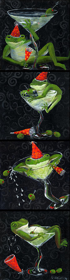 Martini Painting - Martini Frogs by Debbie McCulley