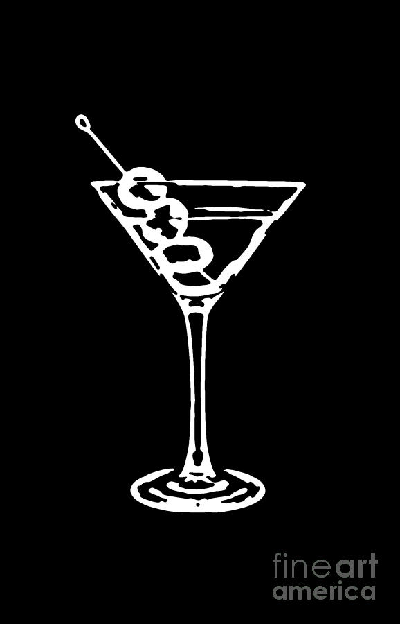 Martini Digital Art - Martini Glass Tee White by Edward Fielding
