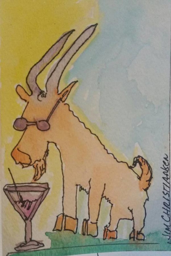 Martini Painting - Martini Goat by James Christiansen