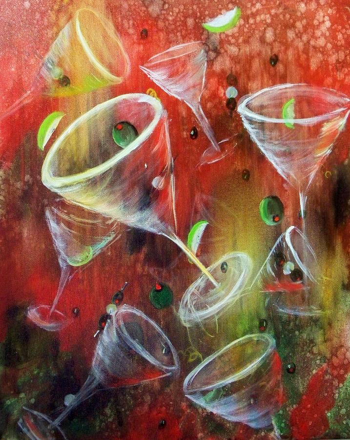Martini Rain Painting by Lynda McDonald