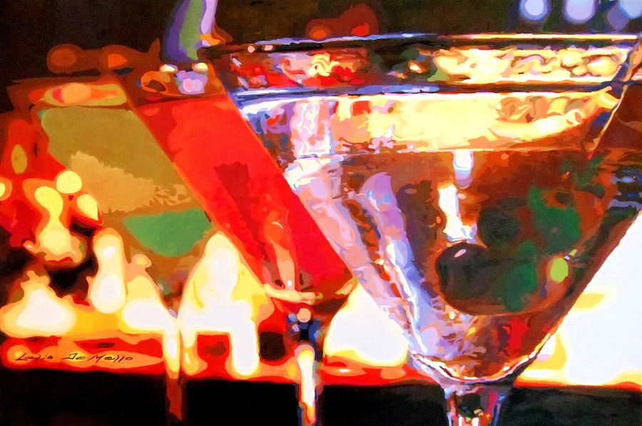 Martinis Painting by Lelia DeMello
