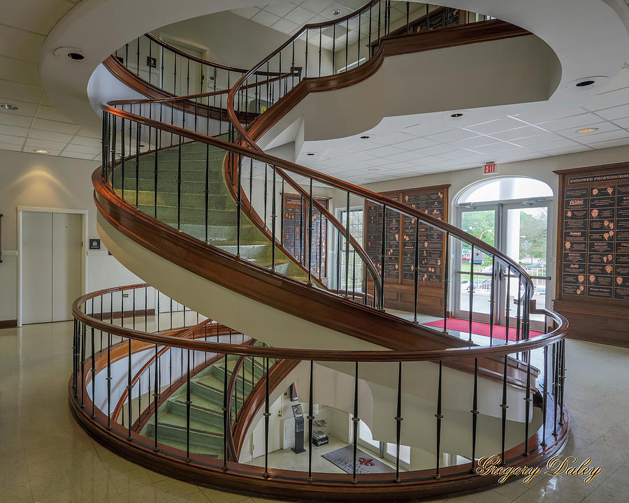 Marttin Hall Spiral Stairway 2 Photograph by Gregory Daley  MPSA