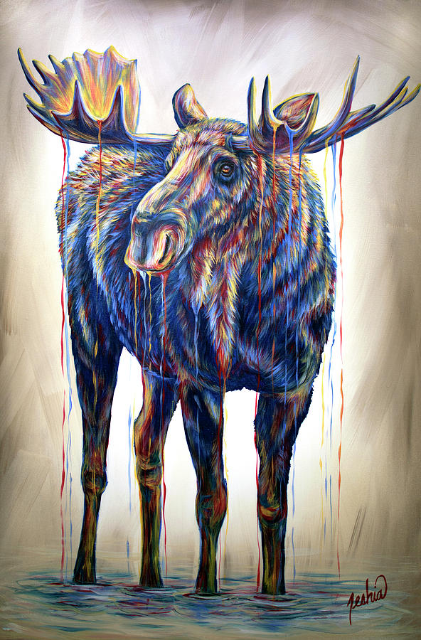 Moose Painting - Marty by Teshia Art