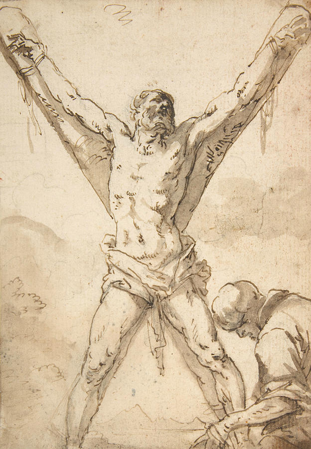 Martyrdom of St. Andrew Drawing by Salvator Rosa